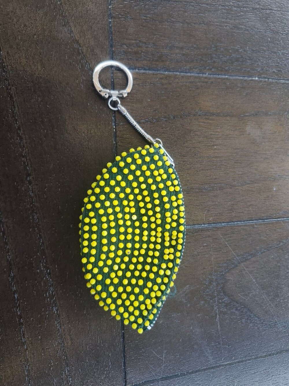 Vintage 1980s Coin Purse Yellow Accented with Green Interior Funky Colorful EUC